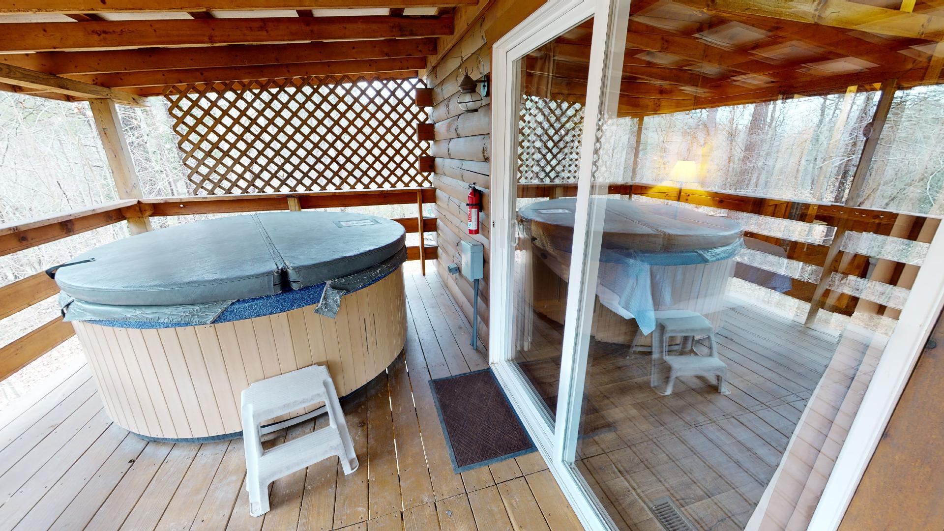 Photo 663_9237.jpg - 2 person hot tub on the private back porch.